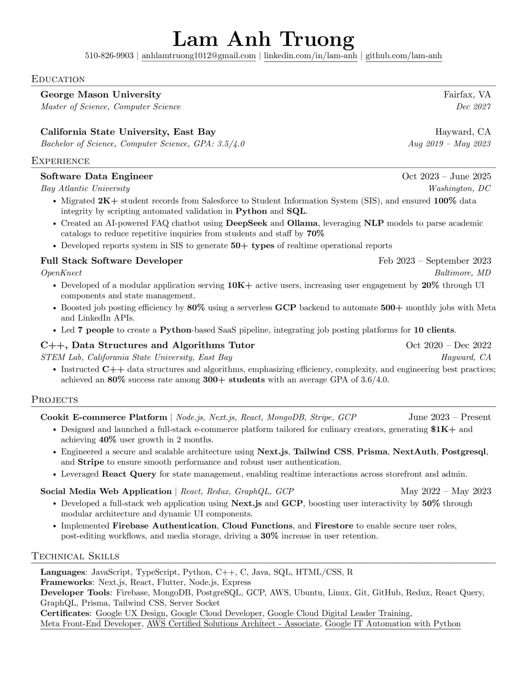 Anh Truong's Resume